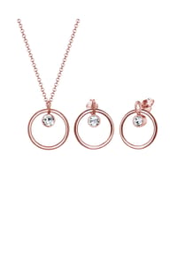elli. - Schmuckset Kreis Geo 925 Silber, Mit Kristallen Von Swarovski® - Rosegold