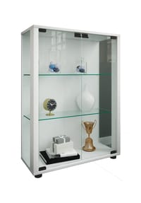 VCM. - Glasvitrine stehend | Vitrine Glas mit ESG-Sicherheitsglas | Maße ca. H. 80 x B. 60 x T. 25 cm | Standvitrine Glas | Modern und platzsparend | Glas Vitrinenschrank – Sintalo - 