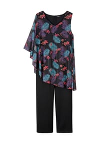 sheego - Jumpsuit - schwarz-erdbeere-bedruckt