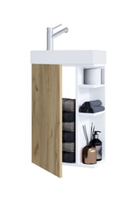 VCM. - 2-tlg Set | Waschplatz für Gäste WC | Gästebad | Waschtisch Toilette | Badmöbel Badezimmer Set – Lumia - Anthrazit