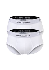 DOLCE & GABBANA - Herren Slips, 2er Pack - "Slip Brando", Logo-Bund, Baumwolle - Schwarz