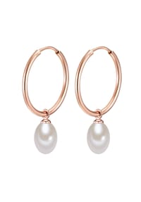 VALERO PEARLS - Damen Ohrringe aus 925/- Sterling Silber in Roségold mit Süßwasser-Zuchtperle - roségold