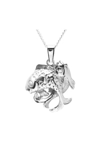 OSTSEE-SCHMUCK® - Kette mit Anhänger , Tierkreiszeichen Fische , Silber 925/000 - silber