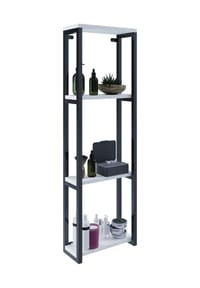 VCM. - Holz Badezimmerschrank | Badmöbel Metall Industrial Style | Wandregal | Badregal | Maße ca. H. 112 x B. 35 x T.  15 cm - Bitila M - Schwarz / Weiß