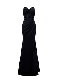 MODA MINX - Abendkleid Evelyn Long Dress mit langem Beinschlitz - black