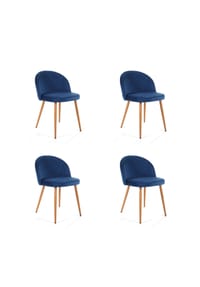 Akord - 4er-Set SJ.075 Esszimmerstühle aus Samt - marineblau