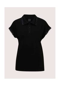 MADELEINE - Poloshirt mit Spitzenkanten - schwarz