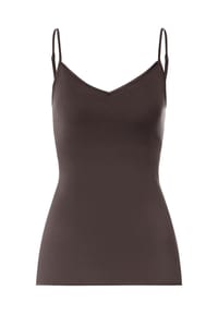 HANRO - Spaghetti Top Cotton Seamless - Dark mocha