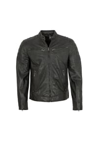 Mauritius LEATHERWEAR - Herren Lederjacke Bikerjacke Lammnappa dark green - dark green