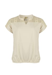 ROADSIGN® australia - Damen T-Shirt Romantic mit Spitzeinsatz, aus Baumwolle, luftig geschnitten, feminin und bequem zugleich - beige