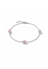 DI PERLE® DI PERLE Schmuckkollektion - Süßwasser Zuchtperlen Armschmuck Armband aus 925er Silber rhodiniert, 17 cm + 2 cm - weiß