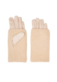 Seasons of April - Fingerhandschuh LUMI Damen Handschuhe, elastisch und aufgeraut in Wildlederoptik mit Überzieher (Stulpe) - Beige
