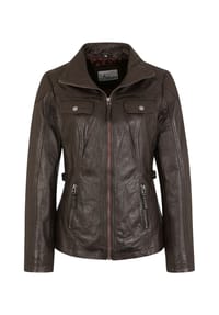 7eleven - Lederjacke Muriel mit hohem Kragen - dbrown