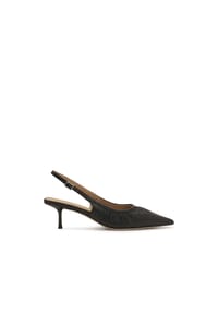 ONE ELEMENT - Schwarze Slingback-Pumps mit gerüschtem Schaft - Schwarz