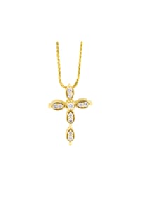 MONCARA - Damen Anhänger mit Kette, 585er Gold,11 Diamanten zus. ca. 0,10 Karat - Gelbgold