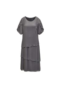 GOLDNER - Kurzgröße:  Elegant fallendes Stufenkleid - anthrazit