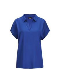 GOLDNER - Kurzgröße:  Uni Bluse mit Hemdkragen - hellblau