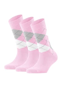 Burlington - Herren Socken 3er Pack - Blackpool, Baumwolle, Streifen, Logo, One Size - Blau/Rosa/Pink