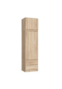 Akord - Kleiderschrank S60 mit Aufsatz, 2 Türen, 2 Schubladen und 3 Einlegeböden - sonoma-eiche