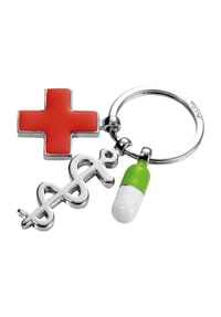 TROIKA® - Schlüsselanhänger mit 3 Anhängern, Metallguss - SILBER