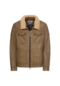 camel active - Leder Fieldjacke mit Brusttaschen - Sepiabraun