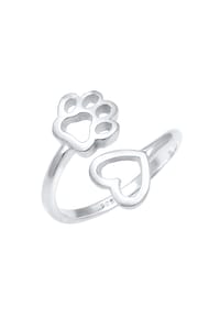 Nenalina - Ring Herz Pfote Tierliebe Offen Verstellbar 925 Silber - Silber