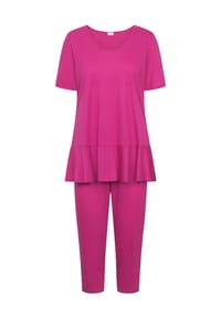 RÖSCH - Capri-Pyjama, Rundhals-Ausschnitt, Volants, für Damen - 10046 FUCHSIA