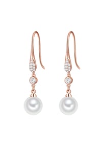 Luluandjane - Damen Ohrringe aus Messing in Roségold mit Glas und Muschelkernperle - roségold