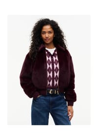 TOMMY Jeans - Kunstfelljacke, Stehkragen, für Damen - V11  PURPLE