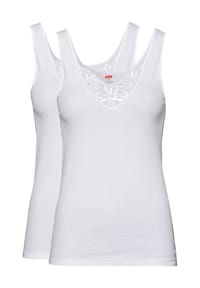 -con-ta- - Unterhemd "Gisela", 2er-Pack, Spitzen-Dekolleté, für Damen - weiß