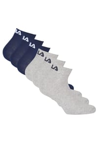 FILA - Unisex Quarter Socken, 6er Pack - Kurzsocken, Training, Sport, Logo (2x 3 Paar) - Blau