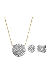 FOSSIL - Damen Schmuckset "Glitz Disc", Kette und Ohrringe, Edelstahl - BICOLOR
