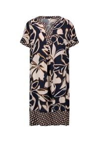 BETTY BARCLAY - Sommerkleid, Split-Neck, für Damen - 8876 D.BLUE/BROWN