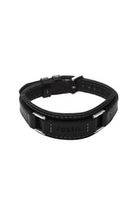 FOSSIL EVERETT - Fossil Herrenarmband Machine Edelstahl Leder gepolstert schwarz, JF04950040 - Schwarz