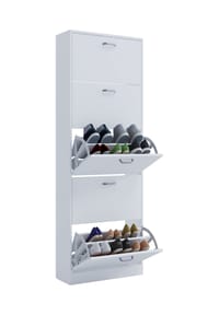 VCM. - Holz Schuhschrank | Maße: H. 170 x B. 59 x T. 22 cm | 5 Klappen - Sipos XL - Sonoma-Eiche