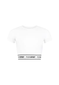 PLEIN SPORT - Fleece Cropped T-Shirt - black