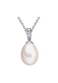 Luluandjane - Damen Kette aus 925/- Sterling Silber in Silber mit Diamant und Süßwasser-Zuchtperle - silber
