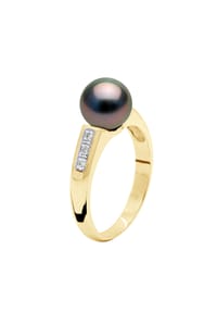 Pearls & Colors - Ring, Gelbgold mit Diamanten und Tahiti-Perle, 8-9 mm - Gelbgold/Tahiti Color