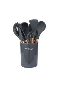 Cheffinger - 12-tlg Küchenhelfer-Set mit Holzgriffen - Grau OneSize