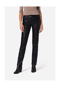 RICANO - Damen Lederhosen Dorin, Klassische 5-Pocket-Stil als Low Waist Lederjeans - Braun