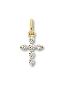 ONE ELEMENT Shine Bright Line - Zirkonia Kreuz Anhänger aus 333 Gelbgold - gold