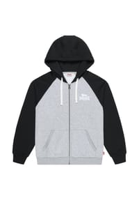 LONSDALE™ - Herren Kapuzensweatjacke mit Reißverschluss normale Passform COULSDON - Marl Grey/Black/White