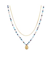 elli. - Halskette Muschel Glas Beads Bunt 925 Silber Vergoldet - Gold