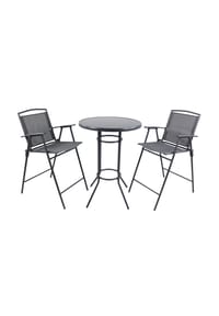 VCM. - 3-tlg Gartenmöbel Set | Bartisch | 1x Stehtisch, 2x Barstühle | Tisch Maße ca. H. 98 x B. 70 x T. 70 cm | Garten Set - Garlos - Anthrazit