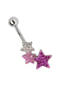 Adelia's - Titan Banane 3 Strass Sterne klar rosa pink - bunt