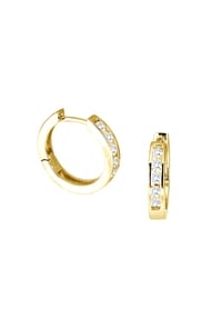 MONCARA - Damen Creolen, 585er Gold, 10 Diamanten zus. ca. 0,35 Karat - Gelbgold
