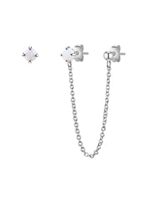 GLANZSTÜCKE MÜNCHEN - Damen Ohrringe aus 925/- Sterling Silber in Silber mit Opal (synth.) - silber