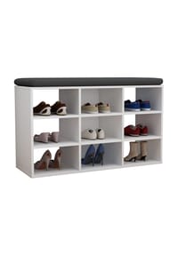 VCM. - Holz Schuhregal | Maße ca. H. 50 x B. 80 x T. 30 cm | Schuhkommode mit 9 Fächer | Schuhschrank - Hinsol XS - Sonoma-Eiche