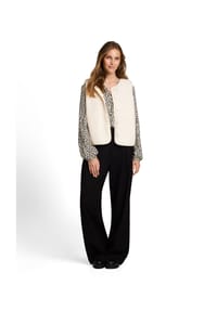 DENIM TOM TAILOR - Kunstfellweste, Rundhals, für Damen - 10332 OFF WHITE