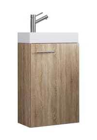 VCM. - 2-tlg Set | Waschplatz für Gäste WC | Gästebad | Waschtisch | Badezimmer Set - Slito - Honig-Eiche